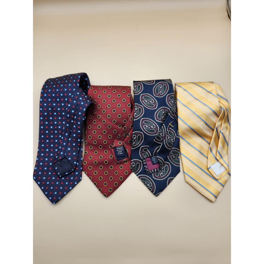 Brooks Brothers Silk Neckties Ties Lot of 4 Paisley Squares Circles Stripes